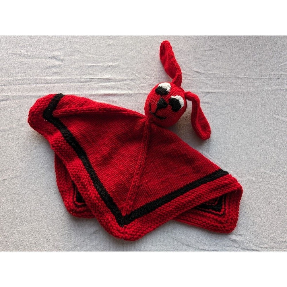 Handmade‎ Crochet Red Doggie Lovey Plush Security Stuffed Blanket Clifford Dog
